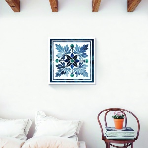 tablou decorativ frunze albastre pe canvas 60x60 cm