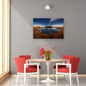 Tablou canvas - Muntele Taranaki, Vulcan, Noapte, Peisaj, Munte, Lac, 60 x 90 cm - Img 4