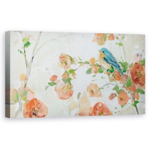 Tablou canvas - Natura, Floare, Ramura De Copac, Pasare, Pictura, 50 x 100 cm