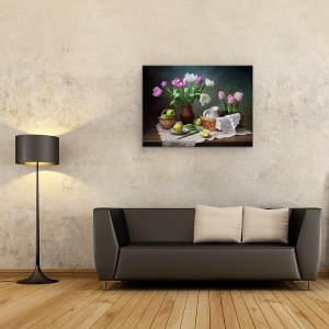 Tablou Canvas - Natura Moarta Colorata 5, Mere, Floare, Cos, 60 x 80 cm - Img 2