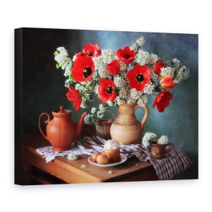 Tablou Canvas - Natura Moarta Cu Flori De Primavara, Lalele, 75 x 100 cm