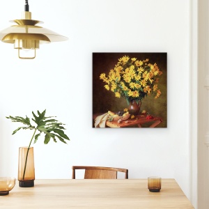 Tablou Canvas - Natura Moarta Cu Flori De Toamna, 90 x 90 cm - Img 4