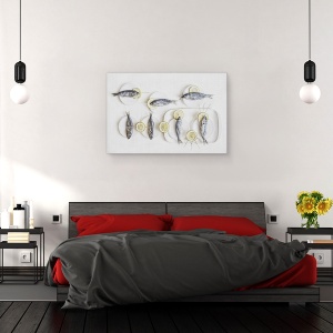 Tablou canvas - Natura Moarta Cu Peste, Punct, Natura Moarta, Alimente, 40 x 60 cm - Img 3