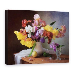 Tablou Canvas - Natura Moarta Cu Un Buchet De Irisi, 60 x 80 cm