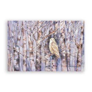 Tablou Canvas - Natura, Padure, Animal, Bufnita, Iarna, Pictura, 60 x 90 cm