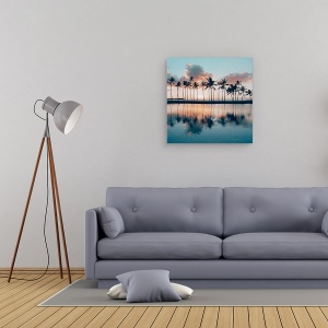 Tablou canvas - Natura, Peisaj, Apus De Soare, Palmieri, Mare, 60 x 60 cm - Img 2