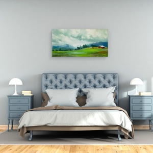 Tablou canvas - Natura, Peisaj, Munti, Litoral Verde, Nori, Pictura, 50 x 100 cm - Img 3