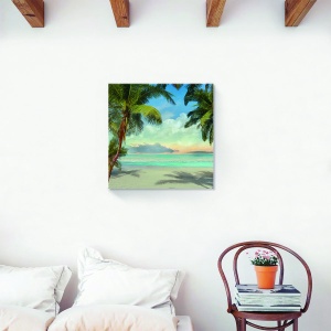 Tablou decorativ peisaj marin canvas cu palmier 60x60 cm