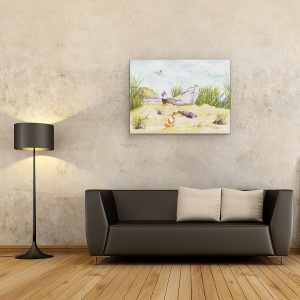 Tablou canvas - Natura, Peisaj, Vara, Mare, Barca, Pictura, 75 x 100 cm - Img 2