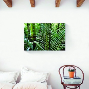 Tablou decorativ natură verde cu frunză pe canvas 60x90 cm