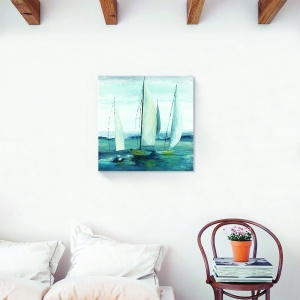 Tablou decorativ nautic canvas cu vapor pe valuri albastre