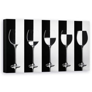 Tablou canvas - Negru & Alb, Sticla, Apa, Panorama, Pahar De Vin, 50 x 100 cm