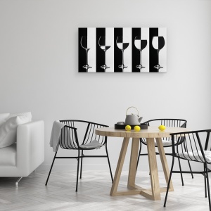 Tablou canvas - Negru & Alb, Sticla, Apa, Panorama, Pahar De Vin, 50 x 100 cm - Img 4