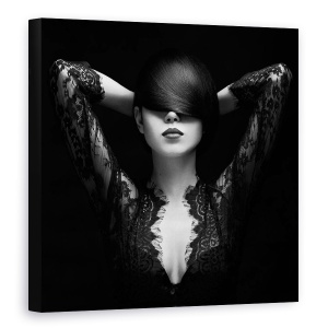 Tablou canvas - Nu Te Vad, Portret, Dantela, Fata, Model, Moda, 90 x 90 cm