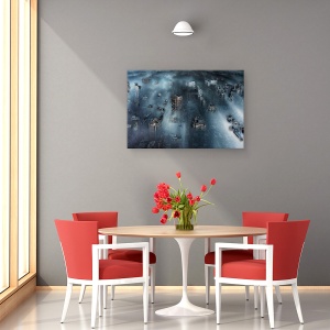 Tablou canvas - NYC Albastru, Oras, Peisaj Urban, Nori, New York, 40 x 60 cm - Img 4