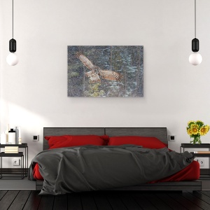 Tablou canvas - O Bufnita Mare In Ninsoare, Iarna, Rece, Canada, Pene, 40 x 60 cm - Img 3