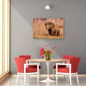 Tablou canvas - O Incantare Cereasca, Elefanti, Praf, Murdarie, Nisip, 40 x 60 cm - Img 4