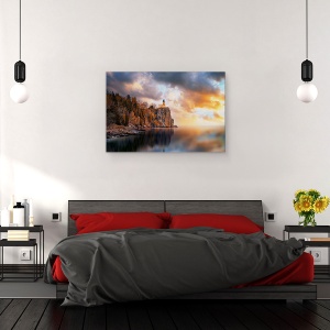 Tablou canvas - O Zi Innorata La Farul Split Rock, Stanca, Apus De Soare, Nori, 40 x 60 cm - Img 3