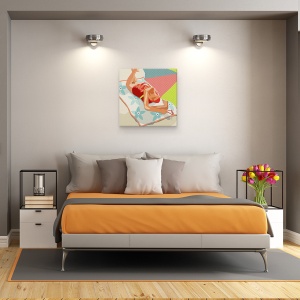 Tablou canvas - Oameni, Femeie, Plaja, Vara, La Soare, 60 x 60 cm - Img 3