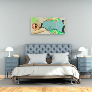 Tablou canvas - Oameni, Femeie, Vara, Plaja, La Soare, 50 x 100 cm - Img 3