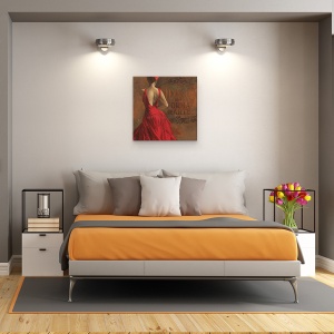 Tablou canvas - Oameni, Oameni, Dansator, Rochie Rosie, Pictura, 60 x 60 cm - Img 3