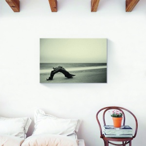 Tablou decorativ canvas ocean cu crenguță și valuri line
