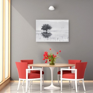 Tablou canvas - Oglinda Cu Arc, Copac, Reflectie, Grecia, Lac, Pasari, 40 x 60 cm - Img 4