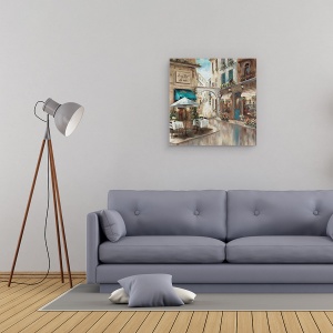 Tablou canvas - Oras, Cafenea, Flori, Liniste, Pictura, 90 x 90 cm - Img 2