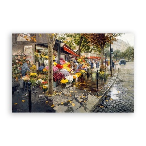 Tablou Canvas - Oras, Piata, Flori, Pictura, 80 x 120 cm