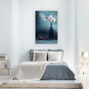 Tablou Canvas - Orhidee Si Cirese, Orhidee, Cirese, Floare, Fructe, Viata, 80 x 120 cm - Img 3
