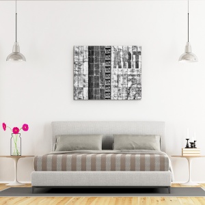 Tablou canvas - Palatul Gritty, Arta, Arhitectura, Grunge, Abstract, Alb-Negru, 60 x 75 cm - Img 3