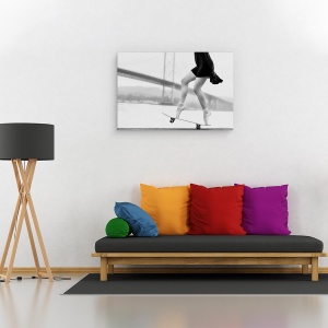Tablou canvas - Patinatoarea, Balerina, En-Pointe, Skateboard, Urban, Balet, 60 x 90 cm - Img 2