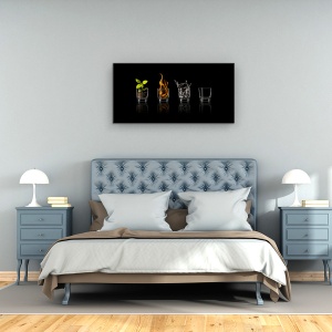 Tablou Canvas - Patru Elemente, Apa, Sol, Foc, Flacara, 50 x 100 cm - Img 3