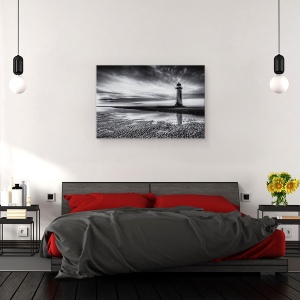 Tablou canvas - Pe Plaja Talacre, Tara Galilor, Far, Nisip, 80 x 120 cm - Img 3