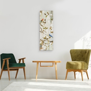 Tablou canvas - Peisaj, Natura, Copac inflorire, Pasari, Pictura, 30 x 90 cm - Img 2