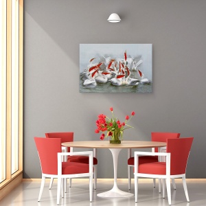 Tablou canvas - Pelicani In Miscare , Wold, Grecia, Lac, Kerkini, 80 x 120 cm - Img 4