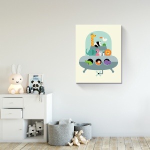 Tablou Canvas pentru copii - Jirafa, Urs Panda, Elefant, Leu, Crocodil, Foca, Animale, 40 x 50 cm - Img 2