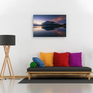 Tablou canvas - Pescuit pe lacul Minnewanka, Peisaj, Canada, Reflectie, 60 x 90 cm - Img 2