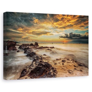 Tablou canvas - Plaja Angry, Peisaj, Coasta, Mare, Apus De Soare, 60 x 90 cm