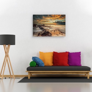 Tablou canvas - Plaja Angry, Peisaj, Coasta, Mare, Apus De Soare, 80 x 120 cm - Img 2