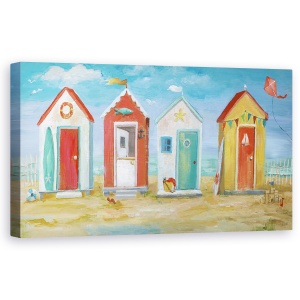 Tablou canvas - Plaja, Coliba, Colorat, Pictura, 50 x 100 cm