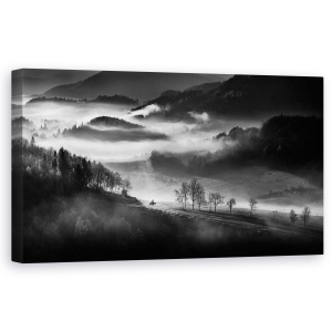 Tablou canvas - Plimbare De Dimineata, Peisaj, Alb-Negru, Drum, Mod, Cale, 50 x 100 cm