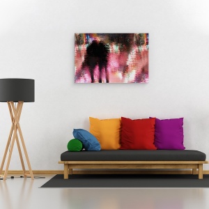 Tablou canvas - Ploaie Deasupra Balciului, Targ De Distractii, Oglinda, Roz, Noapte, Lumini, 60 x 90 cm - Img 2