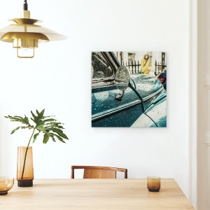 Tablou canvas - Ploaie In Londra, Vintage, Retro, Clasic, Masina, 60 x 60 cm - Img 4