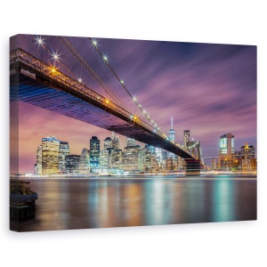 Tablou canvas - Podul Brooklyn Noaptea, Manhattan, Pod, 80 x 120 cm