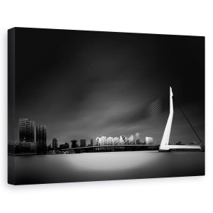 Tablou canvas - Podul Erasmus Din Rotterdam, Arhitectura, Pod, Contrast, Intuneric, 60 x 90 cm