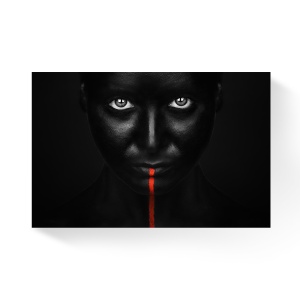 Tablou Canvas - Portret, Dunga rosie, Alb/Negru, 80 x 120 cm