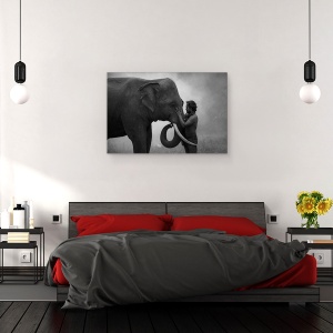 Tablou canvas - Prieten, Elefant, Om, Vanator, Thailanda, Relatii, 80 x 120 cm - Img 3