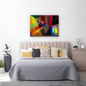Tablou canvas - Privelistea Albastra, Curcubeu, Culoare, Fereastra, 75 x 100 cm - Img 3