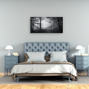 Tablou canvas - Punct Fara Intoarcere, Peisaj, Padure, Poteca, Traseu, Drum, Raze de Lumina, 50 x 100 cm - Img 3